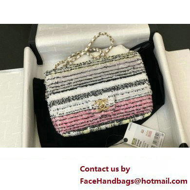 CHANEL Sequins  &  Gold-Tone Metal White, Black, Pink  &  Yellow Small Flap Bag AS4561 2024